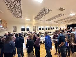 Crowd gathered inside the community hall